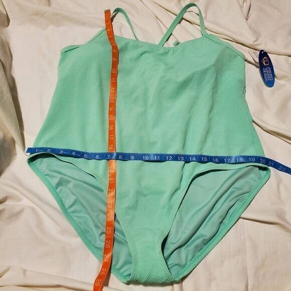NWT Wave Zone Aqua Blue OnePiece Swimsuit Size 3X - Picture 2 of 8